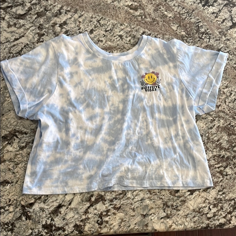 Kids Blue Tie-Dye Smiley Face T-Shirt